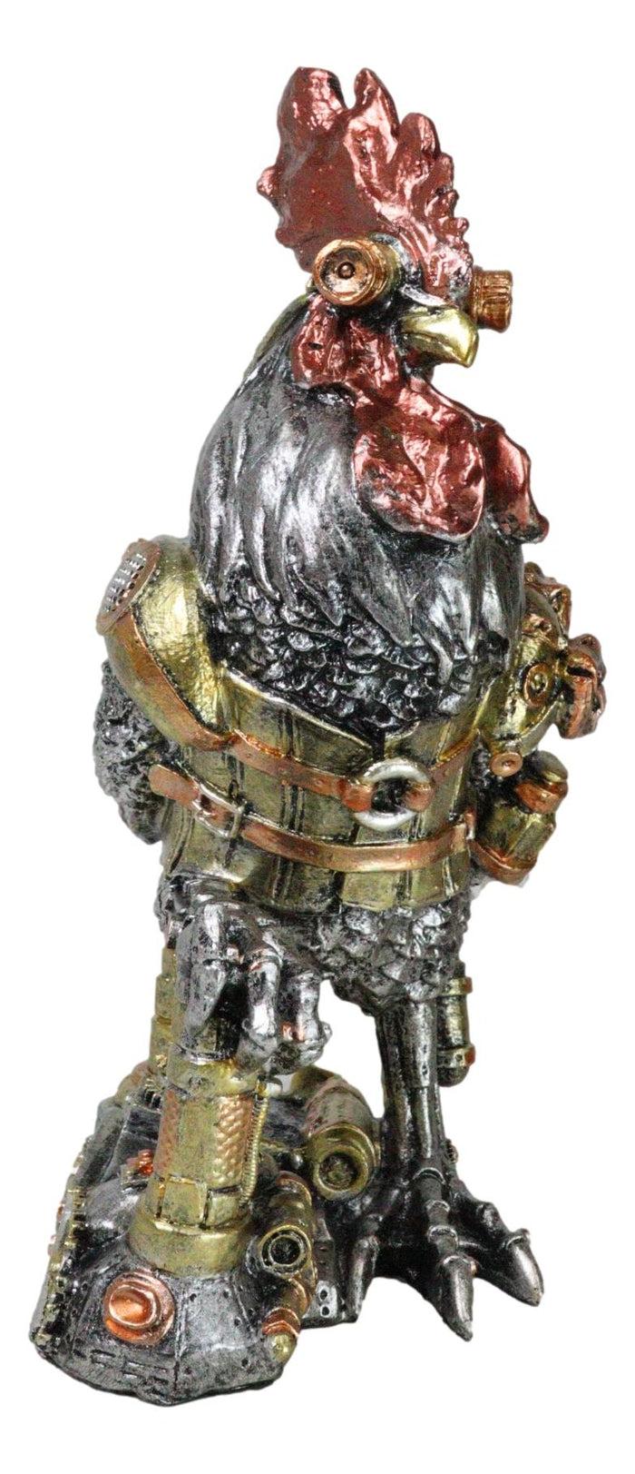 Ebros Gift Steampunk Gearwork Robotic Cyborg Rooster Chicken In Battle Armor Figurine