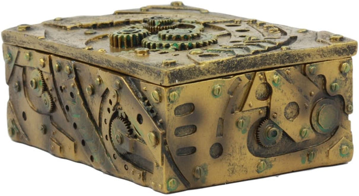 Ebros Gift Steampunk Mechanical Gears Clockwork Vintage Design Jewelry Box Figurine 5"L