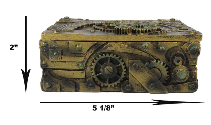 Ebros Gift Steampunk Mechanical Gears Clockwork Vintage Design Jewelry Box Figurine 5"L