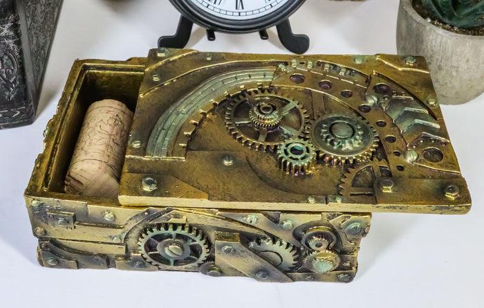ebros gift Steampunk Mechanical Gears Clockwork Vintage Design Jewelry Box Figurine 5"L