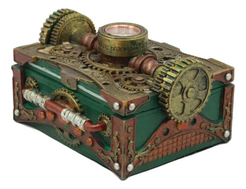 Ebros Gift Steampunk Mechanical Gears Design Secret Jewelry Box With Navigational Compass
