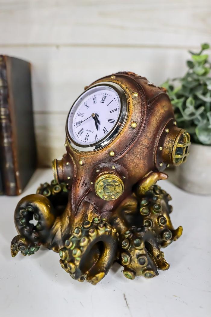 Ebros Gift Steampunk Octopus Kraken Fighter With Tentacles Spores Table Clock Figurine