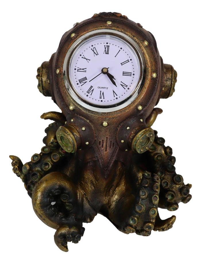 Ebros Gift Steampunk Octopus Kraken Fighter With Tentacles Spores Table Clock Figurine
