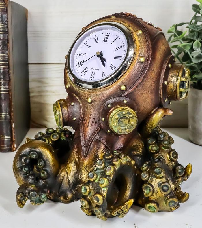 Ebros Gift Steampunk Octopus Kraken Fighter With Tentacles Spores Table Clock Figurine