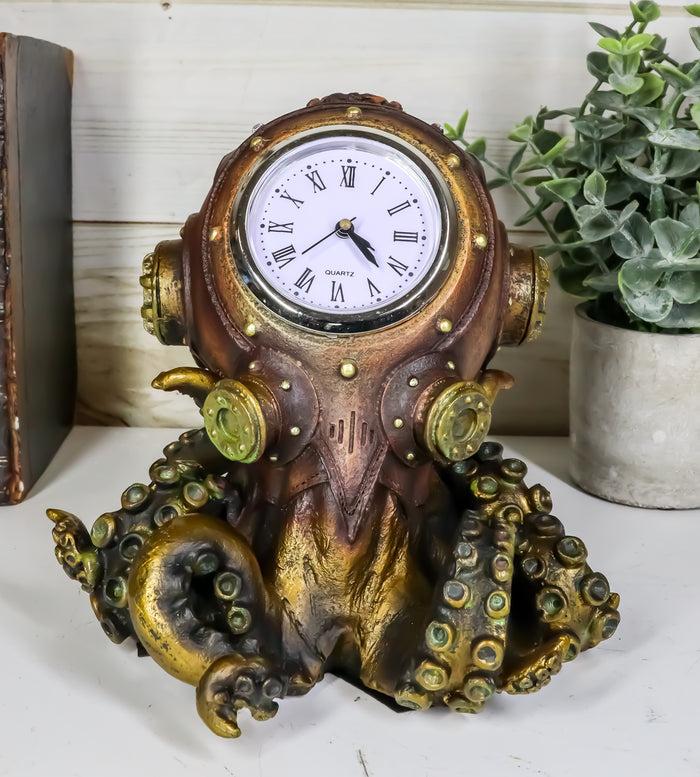 ebros gift Steampunk Octopus Kraken Fighter With Tentacles Spores Table Clock Figurine