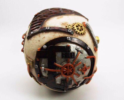 Ebros Gift Steampunk Painted Gear Clockwork Skull Cyborg Decorative Jewelry Box Figurine