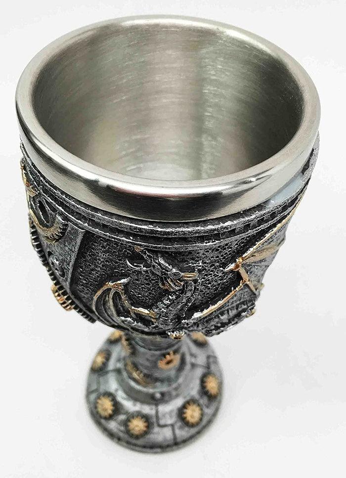 Ebros Gift Steampunk Robotic Cyborg Dragon Eternal Voyage 5oz Wine Drink Goblet Chalice