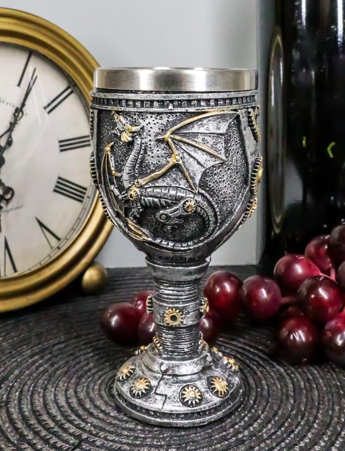 Ebros Gift Steampunk Robotic Cyborg Dragon Eternal Voyage 5oz Wine Drink Goblet Chalice