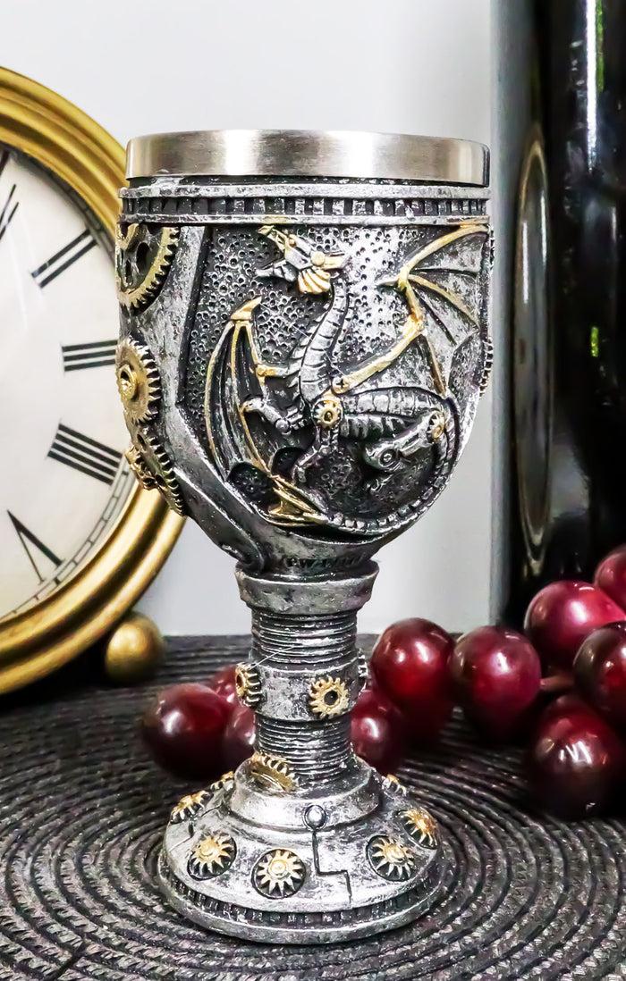 ebros gift Steampunk Robotic Cyborg Dragon Eternal Voyage 5oz Wine Drink Goblet Chalice