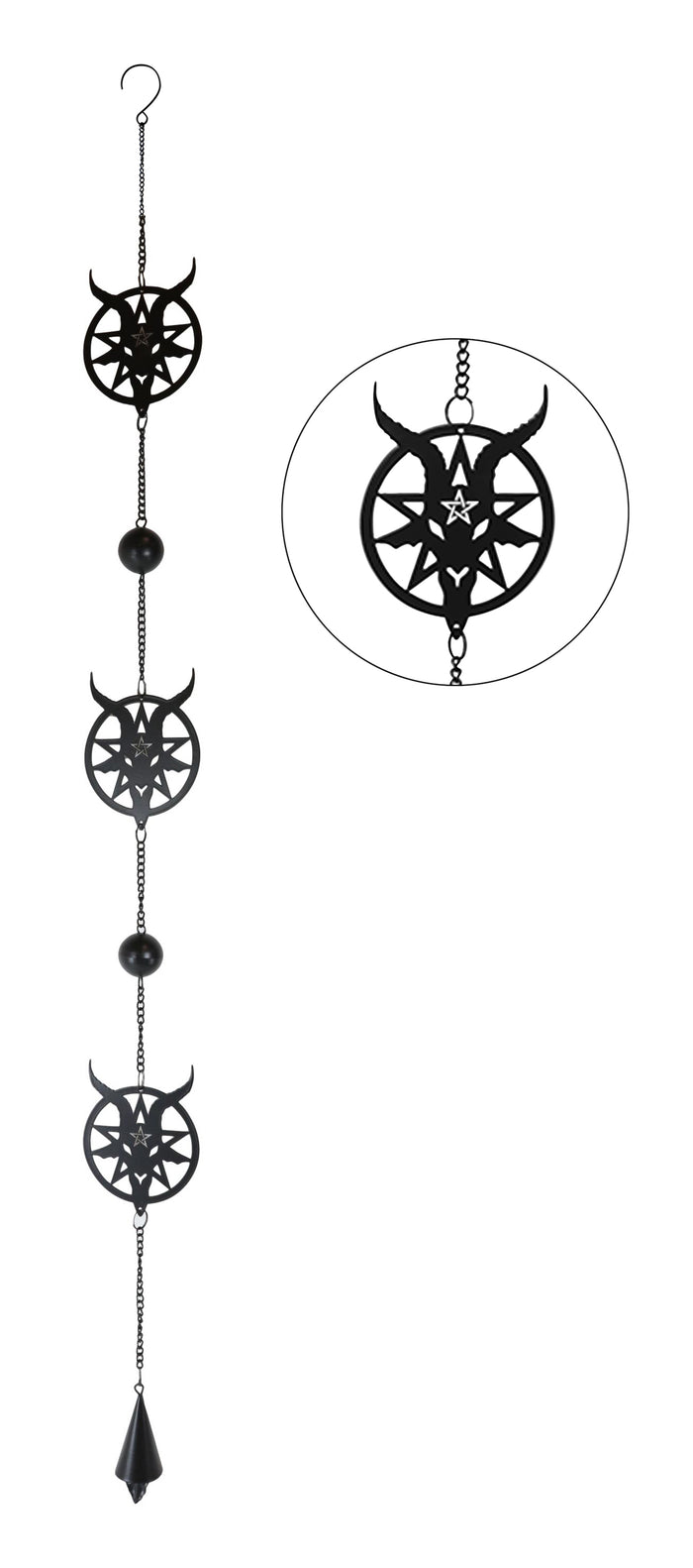 Ebros Gift Steel Metal Sigil Of Baphomet Pentagram Star Sabbatic Goat Wind Chime Decor