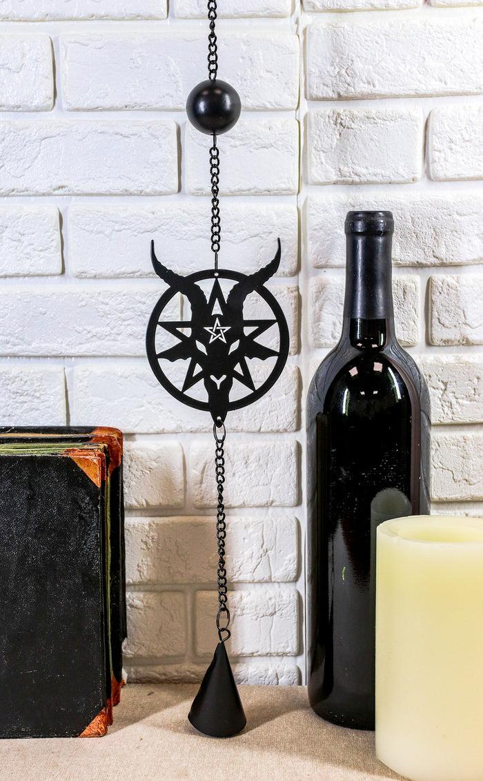 Ebros Gift Steel Metal Sigil Of Baphomet Pentagram Star Sabbatic Goat Wind Chime Decor