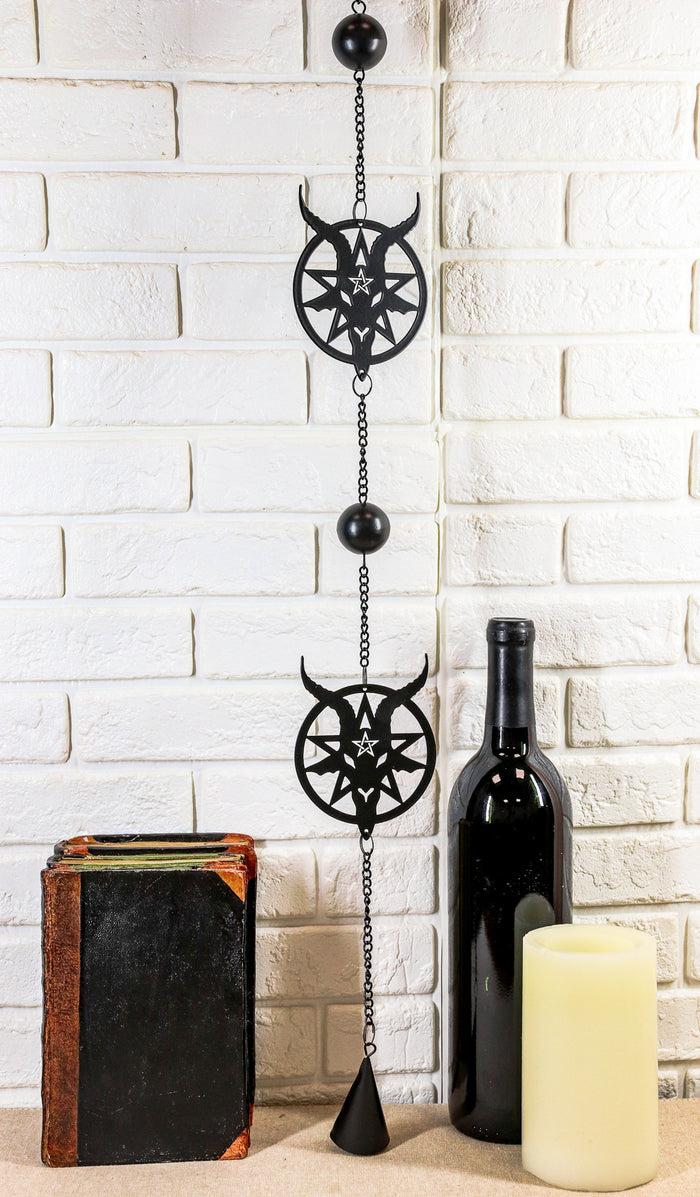 ebros gift Steel Metal Sigil of Baphomet Pentagram Star Sabbatic Goat Wind Chime Decor