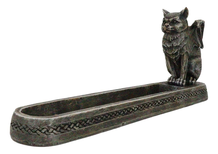 Ebros Gift Stoic Angel Winged Cat On Celtic Knotwork Incense And Candle Holder Figurine