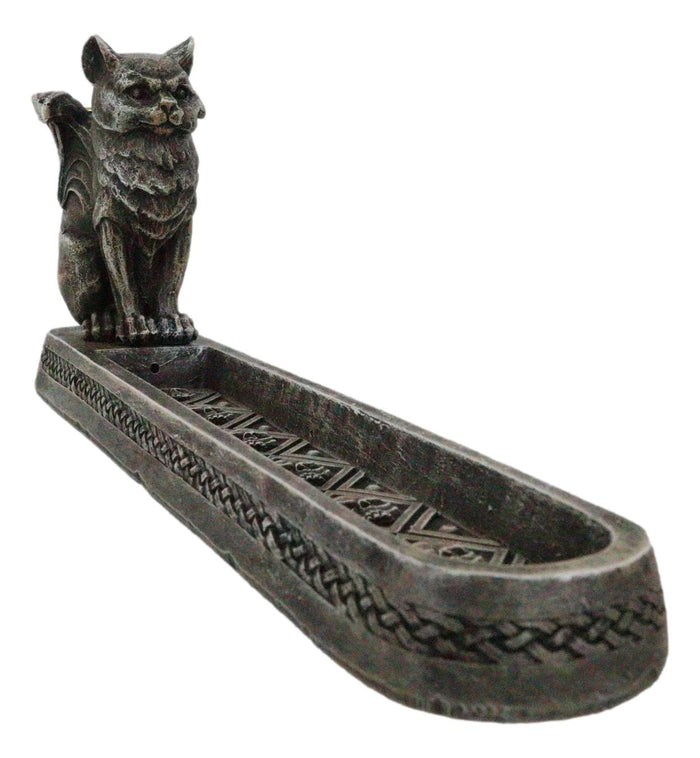 Ebros Gift Stoic Angel Winged Cat On Celtic Knotwork Incense And Candle Holder Figurine