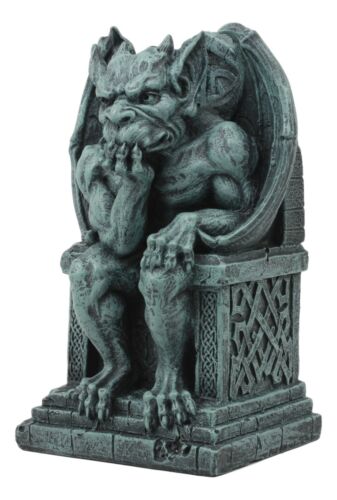 Ebros Gift Stoic Gothic Notre Dame Thinker Gargoyle Sitting On The Throne Statue Le Penseur