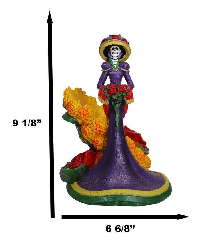 Ebros Gift Sugar Skull Day Of The Dead Lady Catrina Roses And Florals Wine Holder Figurine