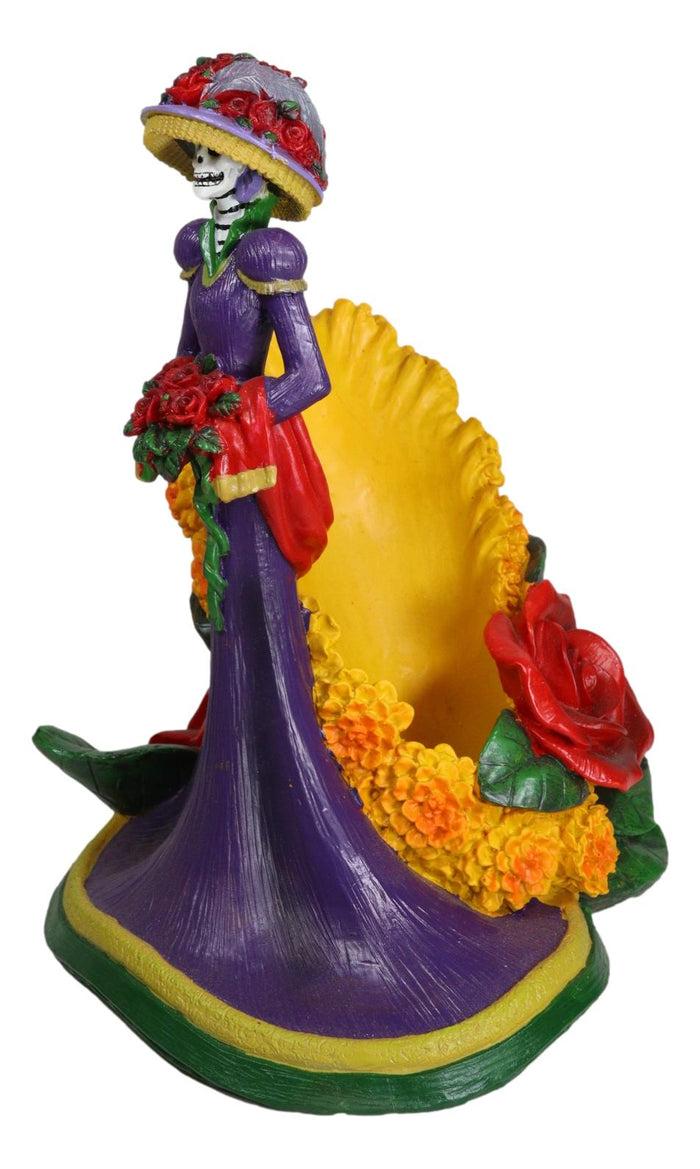 Ebros Gift Sugar Skull Day Of The Dead Lady Catrina Roses And Florals Wine Holder Figurine