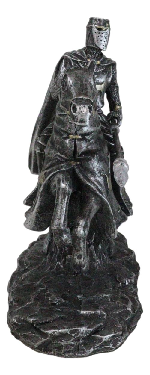 Ebros Gift Suit Of Armor Crusader Knight With Long Spear Riding On Cavalry Horse Figurine