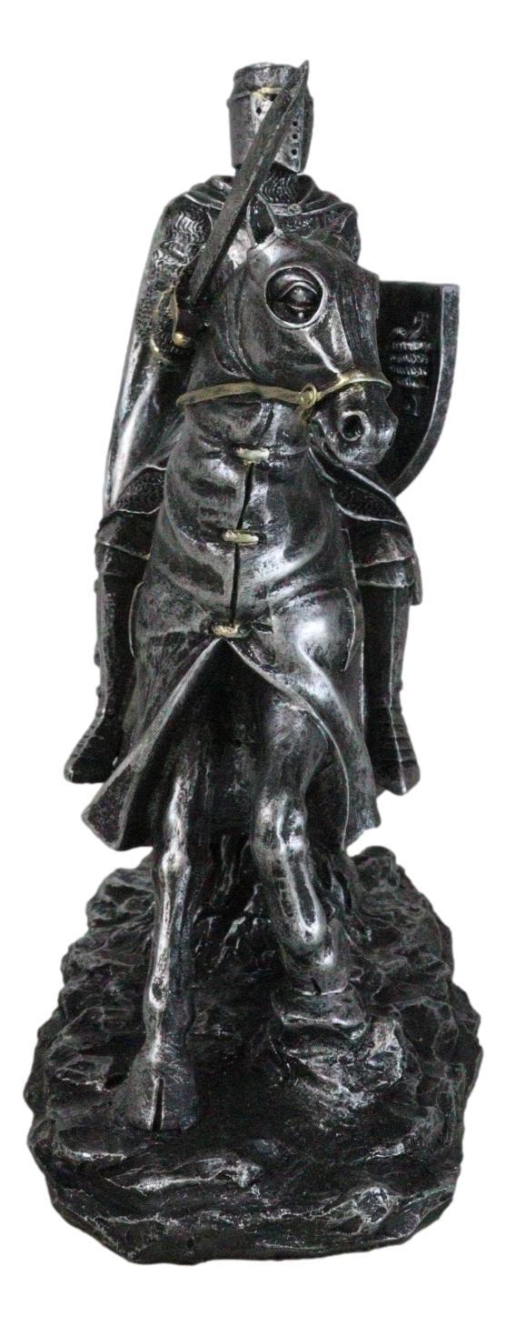 Ebros Gift Suit Of Armor Crusader Knight With Sword And Shield On Cavalry Horse Figurine