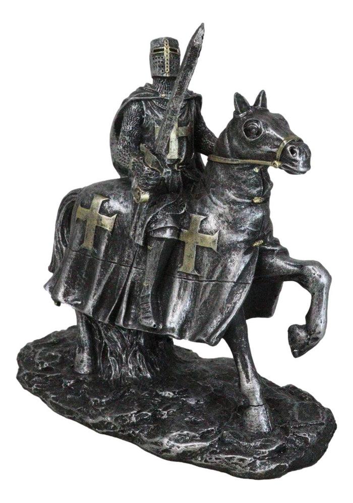 Ebros Gift Suit Of Armor Crusader Knight With Sword Riding On Heavy Cavalry Horse Figurine