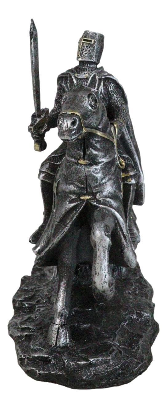 Ebros Gift Suit Of Armor Crusader Knight With Sword Riding On Heavy Cavalry Horse Figurine