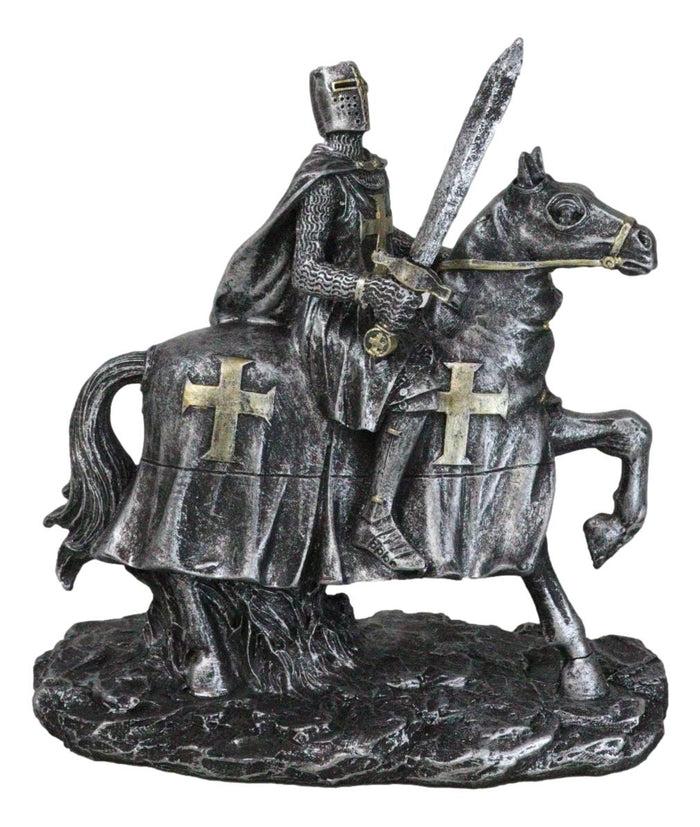 ebros gift Suit of Armor Crusader Knight with Sword Riding On Heavy Cavalry Horse Figurine