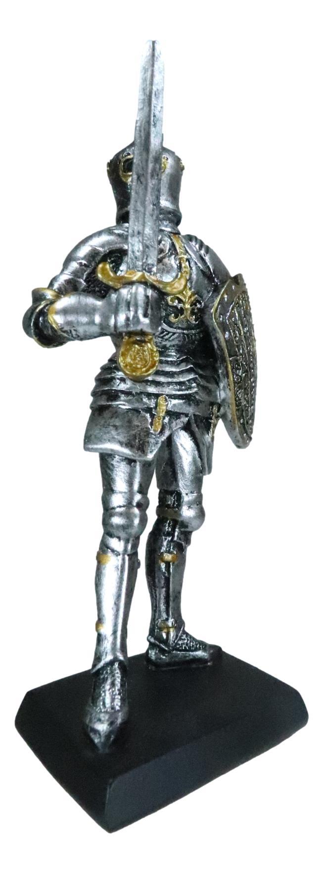 Ebros Gift Suit Of Armor Medieval Knight Guard With Broad Shield And Sword Mini Figurine