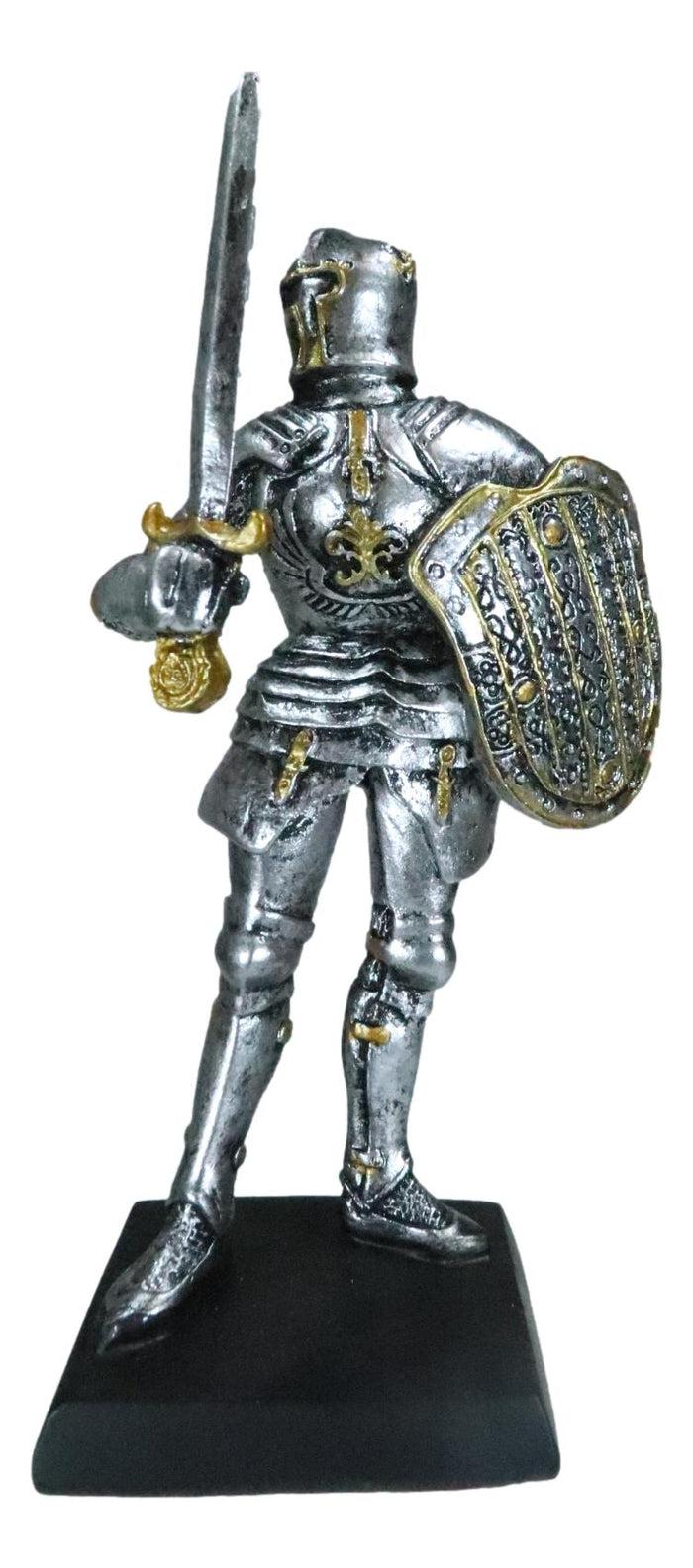 Ebros Gift Suit Of Armor Medieval Knight Guard With Broad Shield And Sword Mini Figurine