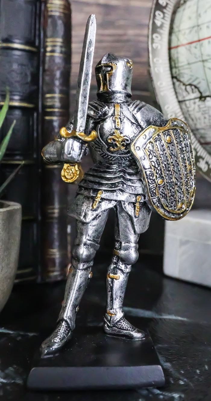 ebros gift Suit Of Armor Medieval Knight Guard With Broad Shield and Sword Mini Figurine