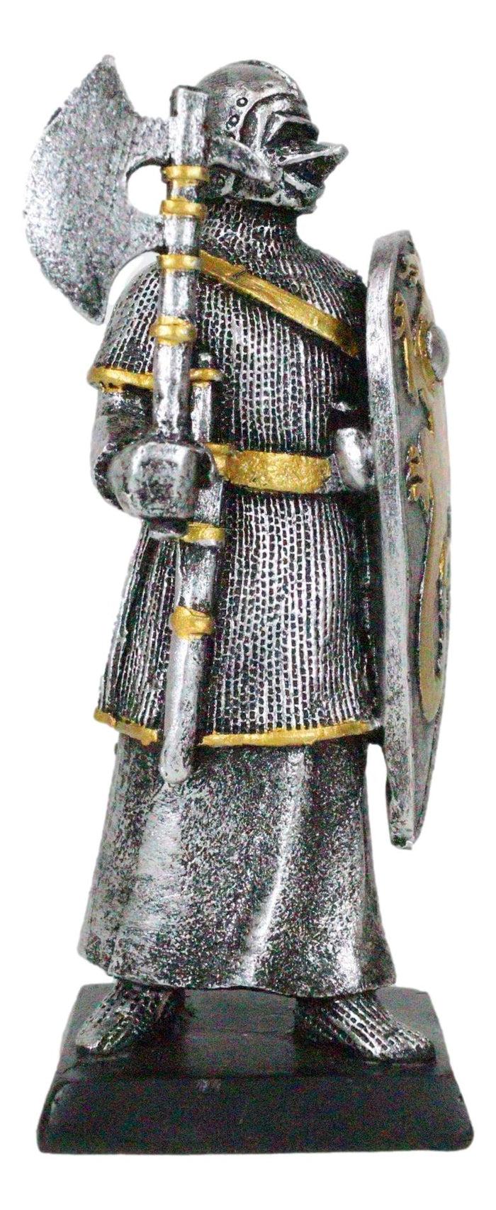 Ebros Gift Suit Of Armor Medieval Knight With Axe And Large Dragon Shield Mini Figurine