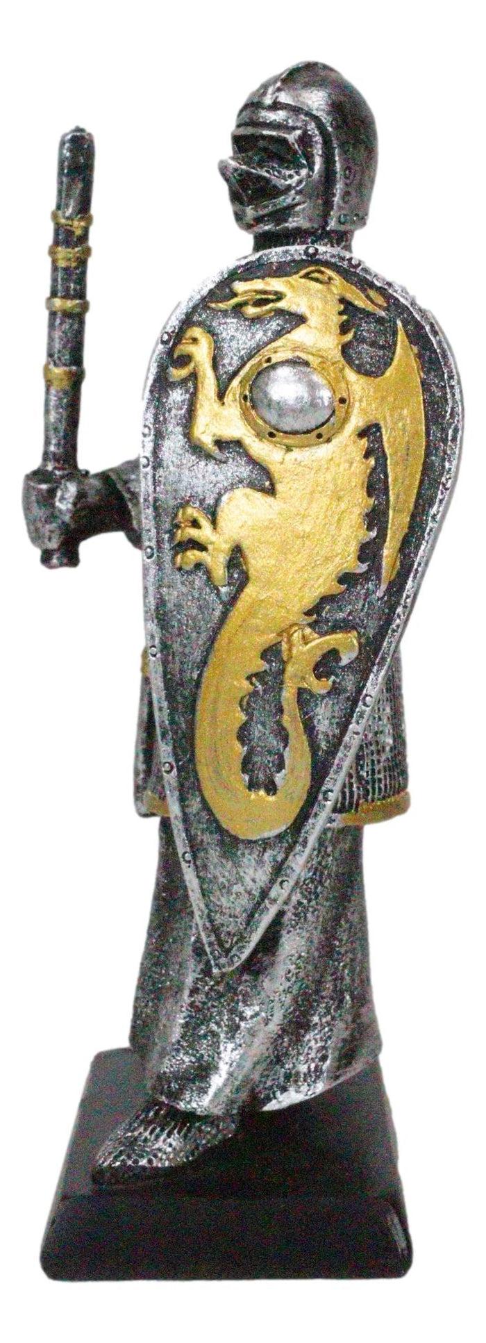 Ebros Gift Suit Of Armor Medieval Knight With Axe And Large Dragon Shield Mini Figurine