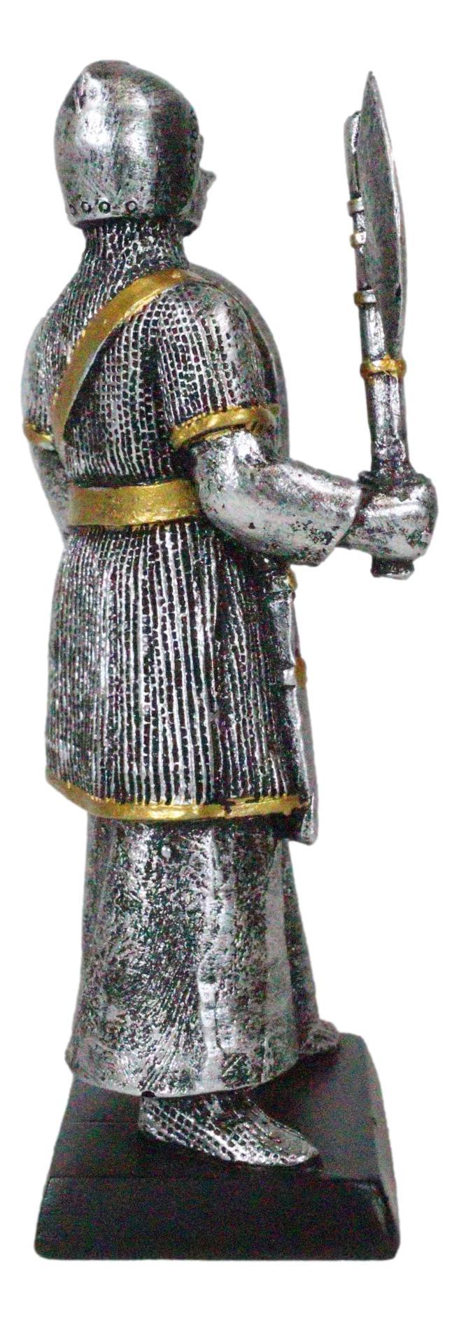 Ebros Gift Suit Of Armor Medieval Knight With Axe And Large Dragon Shield Mini Figurine