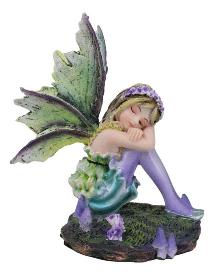 Ebros Gift Summer Night Dream Green Girl Fairy Garden With Lavender Mushrooms Figurine