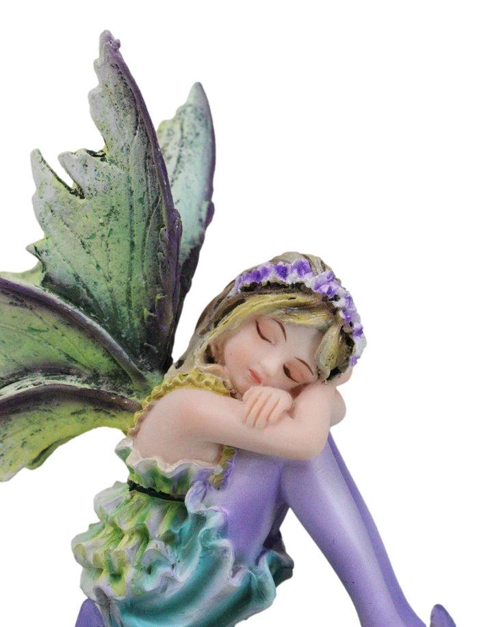 Ebros Gift Summer Night Dream Green Girl Fairy Garden With Lavender Mushrooms Figurine
