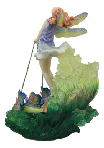 Ebros Gift Surfer's Dream Josephine Wall Statue Ocean Fairy Riding Rainbow Fish Chariot