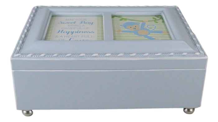 Ebros Gift Sweet Boy Happiness And Love Baby Shower Blue Burlwood Musical Trinket Box