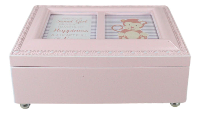 Ebros Gift Sweet Girl Happiness And Love Baby Shower Pink Burlwood Musical Trinket Box