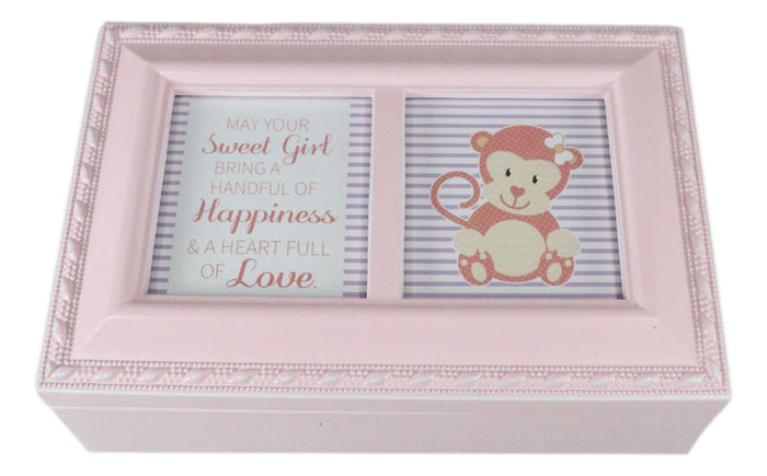 ebros gift Sweet Girl Happiness And Love Baby Shower Pink Burlwood Musical Trinket Box