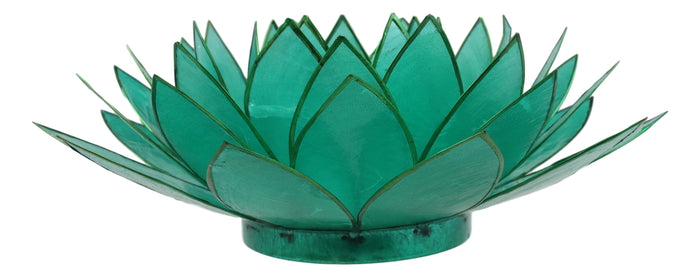 Ebros Gift Teal Green Capiz Seashells Lotus Flower Votive Tea Light Candle Holder 8.5"D