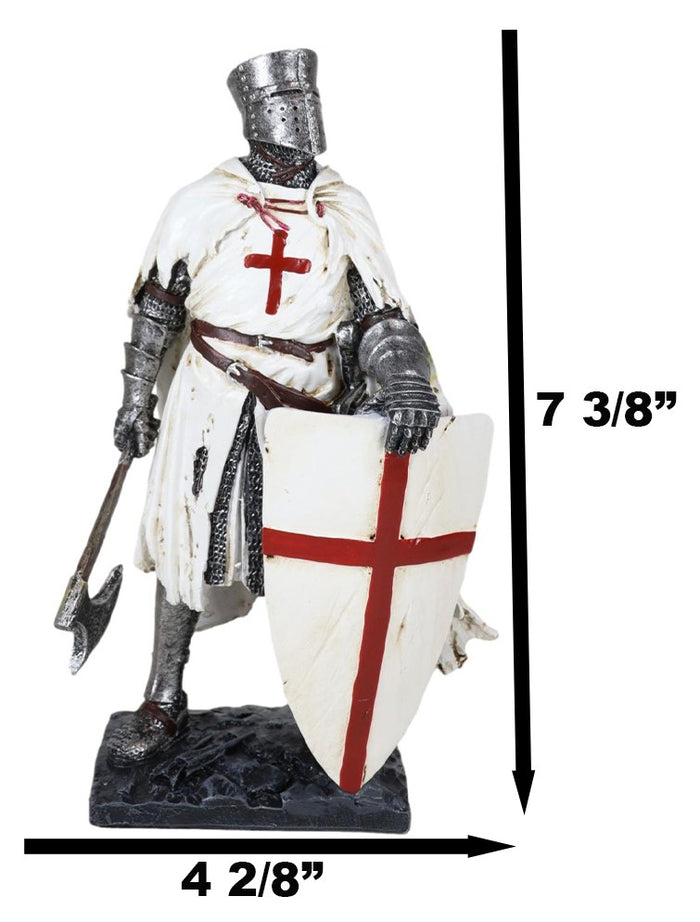 Ebros Gift Templar White Cloak Caped Medieval Crusader Axeman Knight At Day's End Figurine