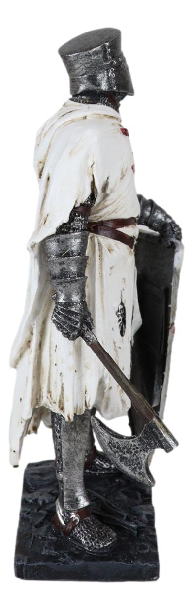 Ebros Gift Templar White Cloak Caped Medieval Crusader Axeman Knight At Day's End Figurine
