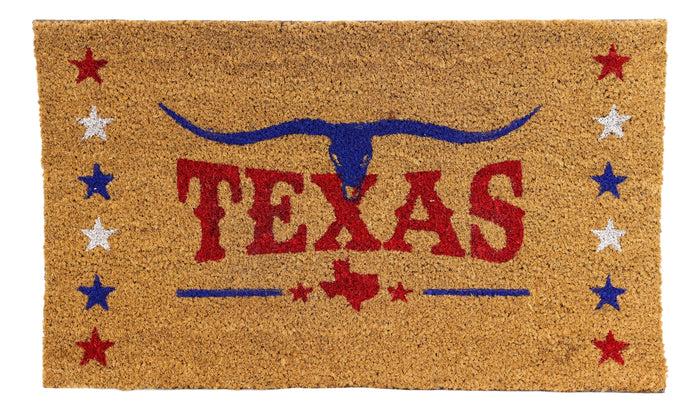 ebros gift Texas Longhorn With Lone Stars Coir Coconut Fiber Floor Mat Doormat 29"X17"