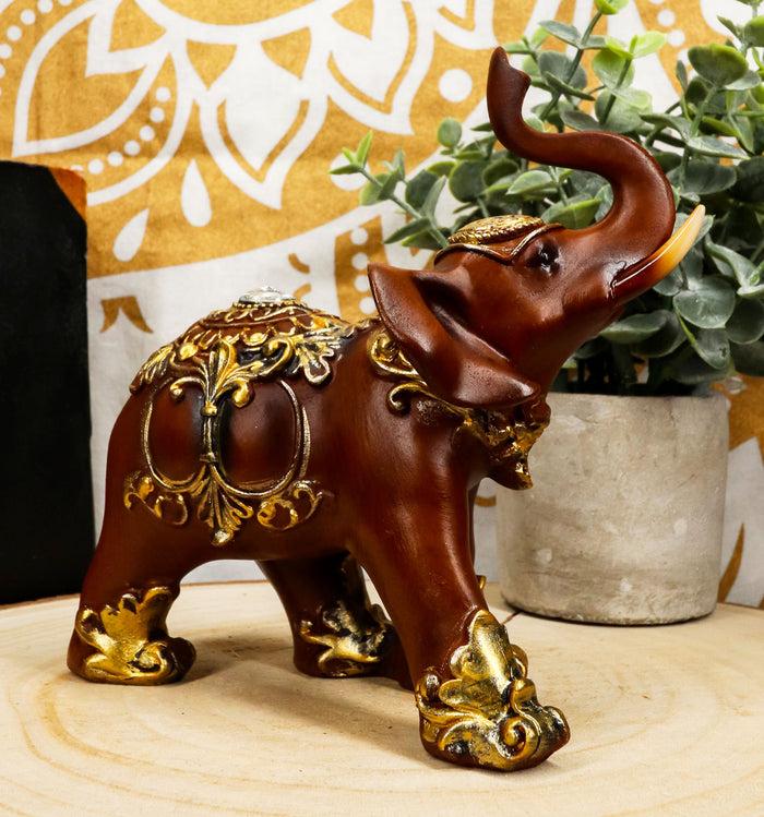 Ebros Gift Thai Buddhism Decorated Feng Shui Elephant With Trunk Up Left Facing Figurine