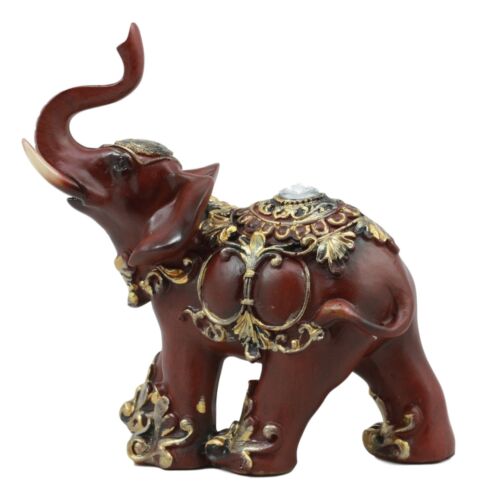 ebros gift Thai Buddhism Decorated Feng Shui Elephant With Trunk Up Left Facing Figurine