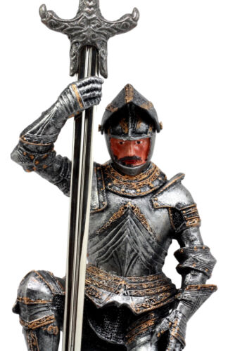 Ebros Gift The Accolade Kneeling Medieval Knight Excalibur Sword Letter Opener Figurine