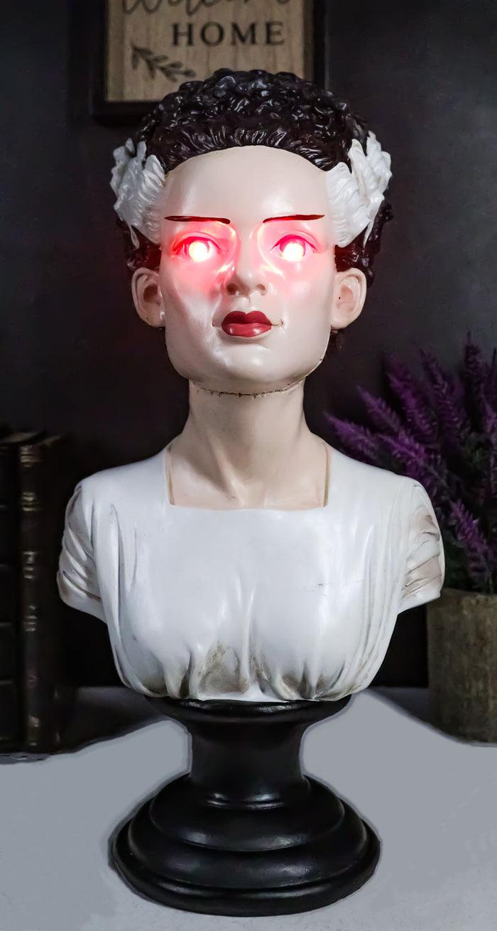 ebros gift The Bride Of Frankenstein Bust Figurine With Red Bloodshot LED Light Up Eyes