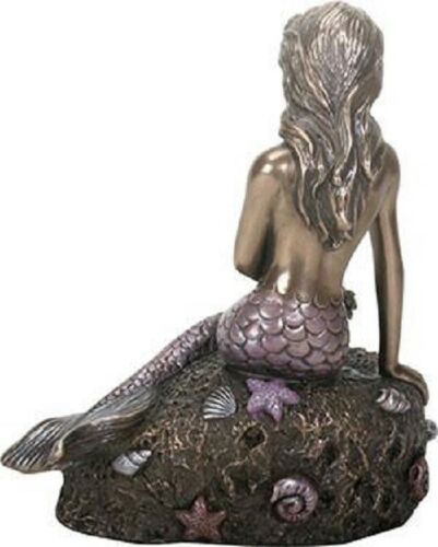 Ebros Gift The Enchanted Mermaid Sitting On Rock Bronze Look Statue Figurine Sculpture New