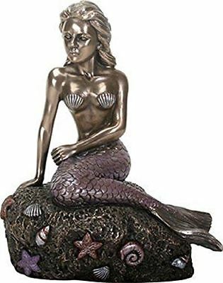 ebros gift The Enchanted Mermaid Sitting on Rock Bronze Look Statue Figurine Sculpture New