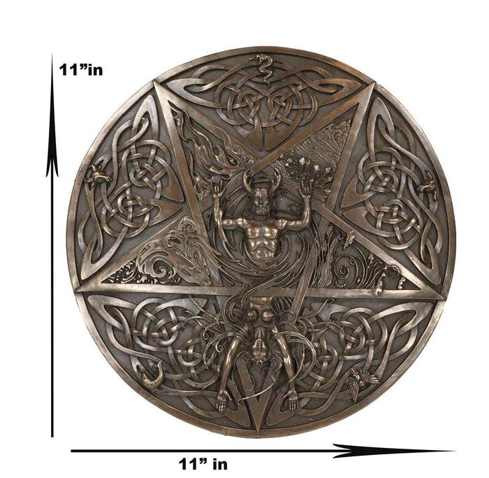 Ebros Gift The Horned God & Goddess Elemental Celtic Knotwork Pentacle Wall Plaque Figure