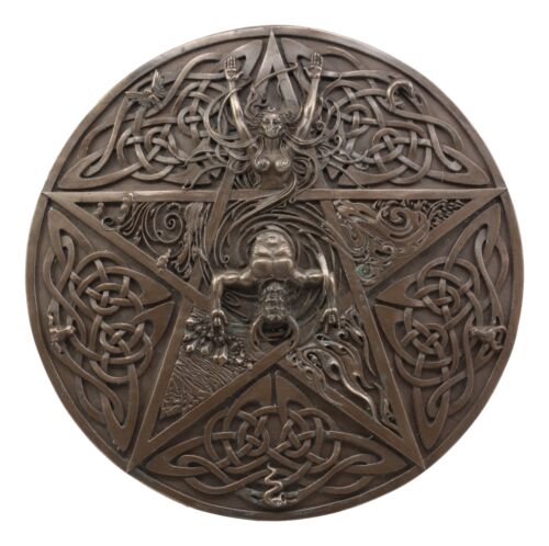 Ebros Gift The Horned God & Goddess Elemental Celtic Knotwork Pentacle Wall Plaque Figure